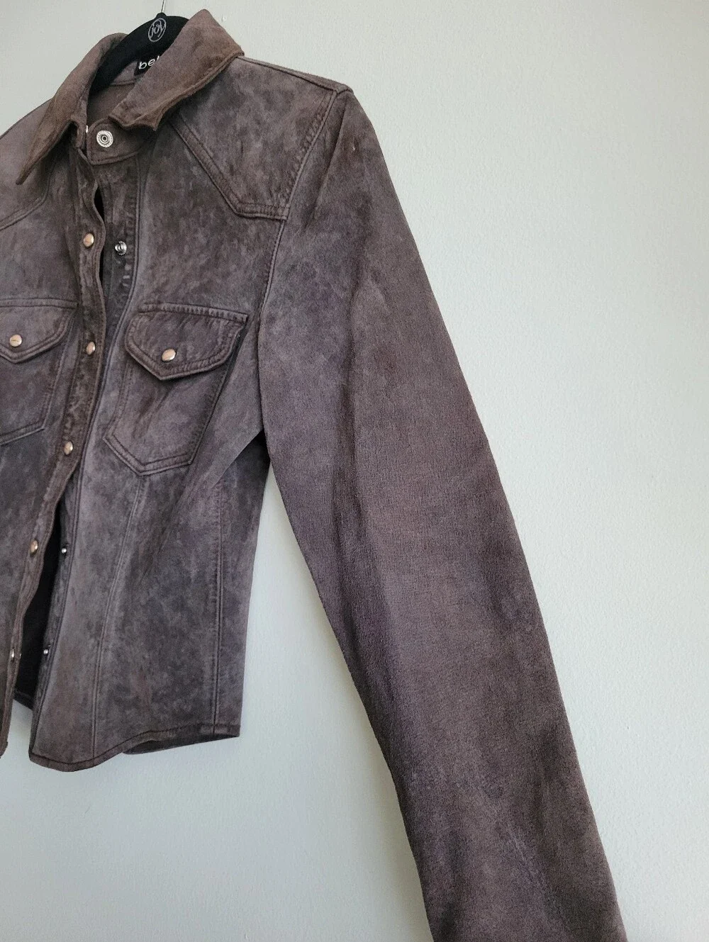 Bebe Vintage Suede Snap Button Jacket Size XS
